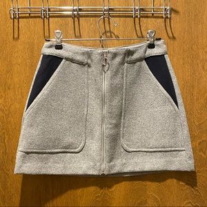 Gray Zara Skirt with Navy Pockets and Front Zipper